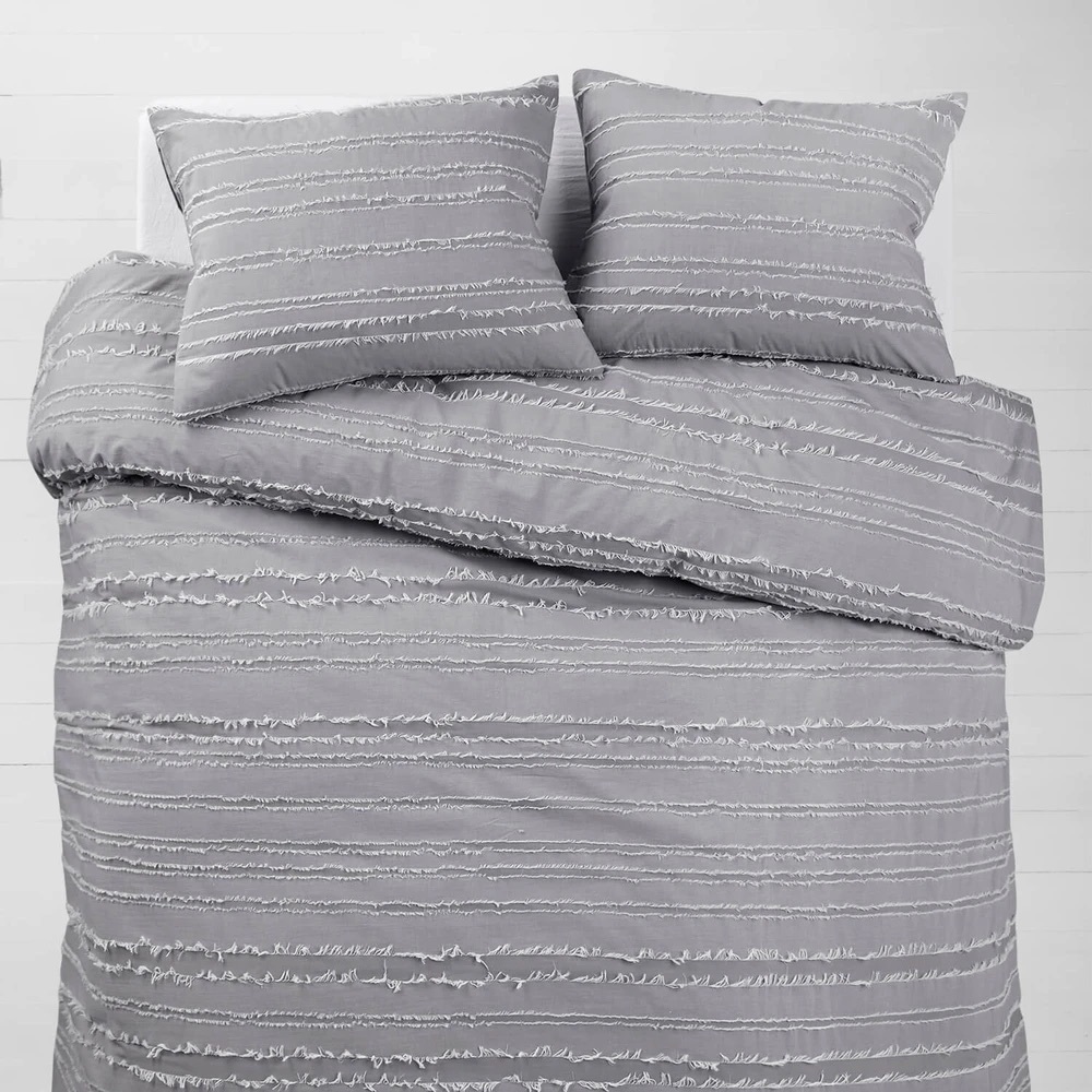 Dormify grey eyelash fringe comforter